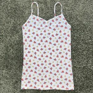 Ivory Floral Print Ribbed Tank Top – Size Medium